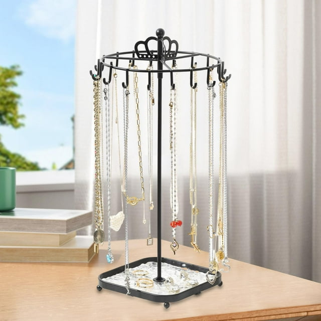 Soporte giratorio para joyas perfecl organizador de joyas estante de almacenamiento negro 13.5 cm x 35 cm