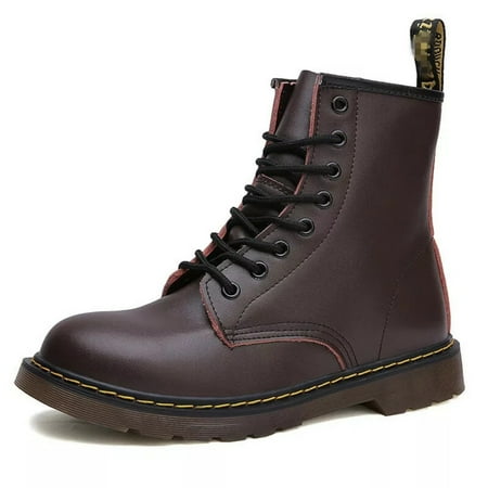Unisex Slip Resistant Service Boots Martin Boots Men Trend High Top Men Martin Boots Women British Style Couple Shoes Plush lining inside shoes