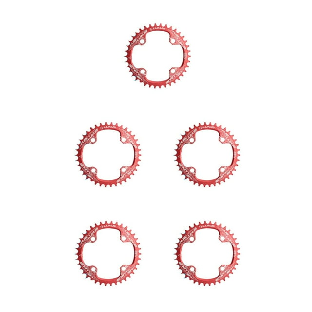 maskred Practical Narrow Wide Chainrings Chainwheel Wear-resistant Aluminum Alloy Rustproof Tooth Plate Parts Single Chain Ring Red 34T 5Set
