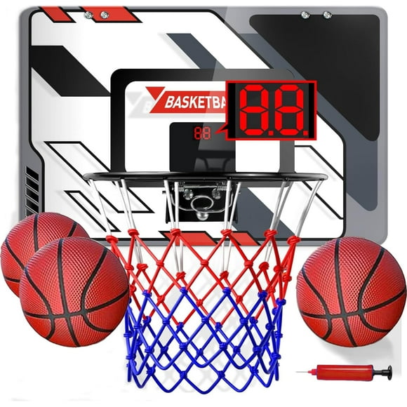 Indoor Basketball Hoop for Kids - Slam Dunk Fun with Electronic Scoreboard, Easy Doorframe Installation, Includes 3 Mini Rubber Balls for Outdoor and Office Play