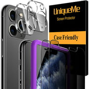 [4 Pack] UniqueMe 2 Pack Privacy Screen Protector +2 Pack Camera Lens Protector for iPhone 11 Pro(5.8 inch) [Easy