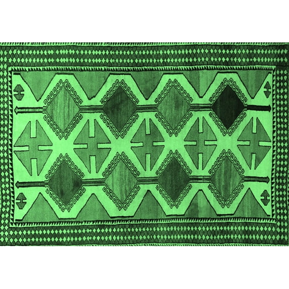 Ahgly Company Indoor Rectangle Persian Emerald Green Traditional Area Rugs, 4' x 6'