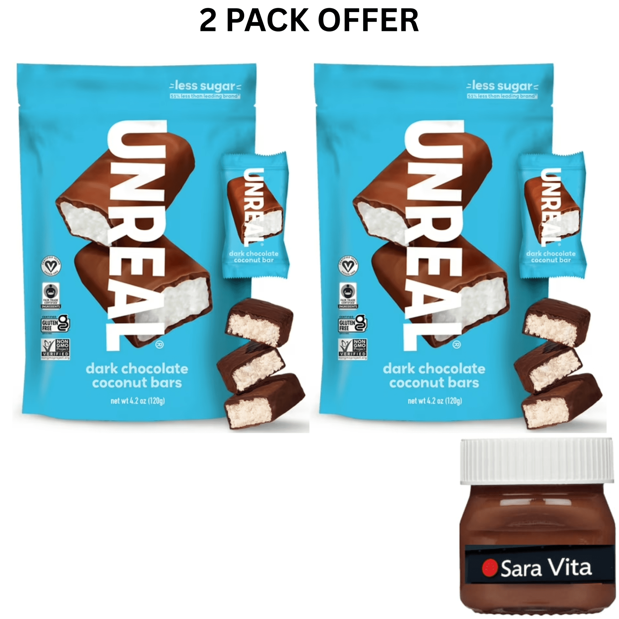 Unreal Dark Chocolate Coconut Bars 4.2 OZ Gluten-Free