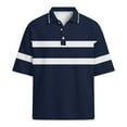 thumbnail image 5 of Dresfit Men's Polo Shirts Striped Waffle Knit Golf Shirts 2026 Summer Relaxed Fit Short Sleeve Shirt Big and Tall Button Down Color Block Business Tops XL, 5 of 6