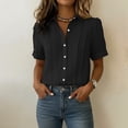 thumbnail image 5 of Horkkom Button Down Shirts for Women Summer Linen Short Sleeve Tops Dress Business Work Casual Tops XXL, 5 of 10