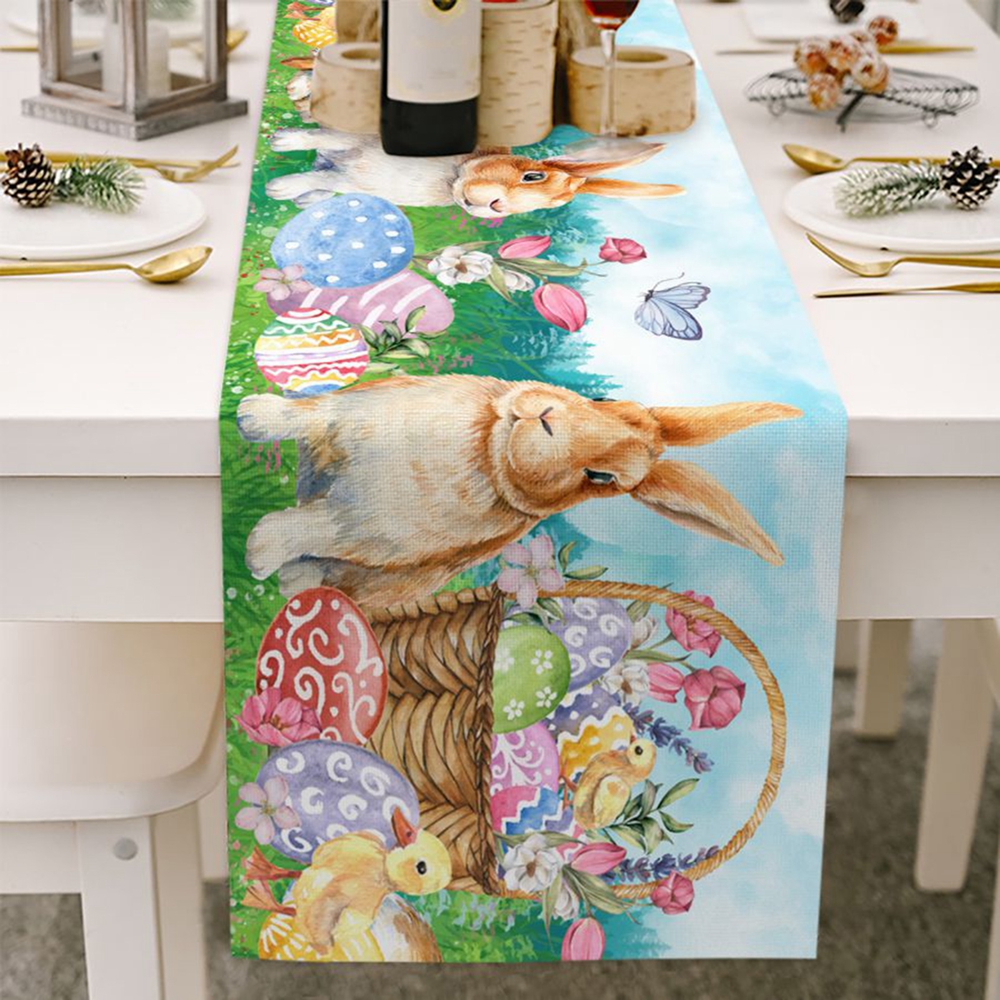 Easter Tablecloth Banquet Holiday Party Desktop Decorative Table Runner