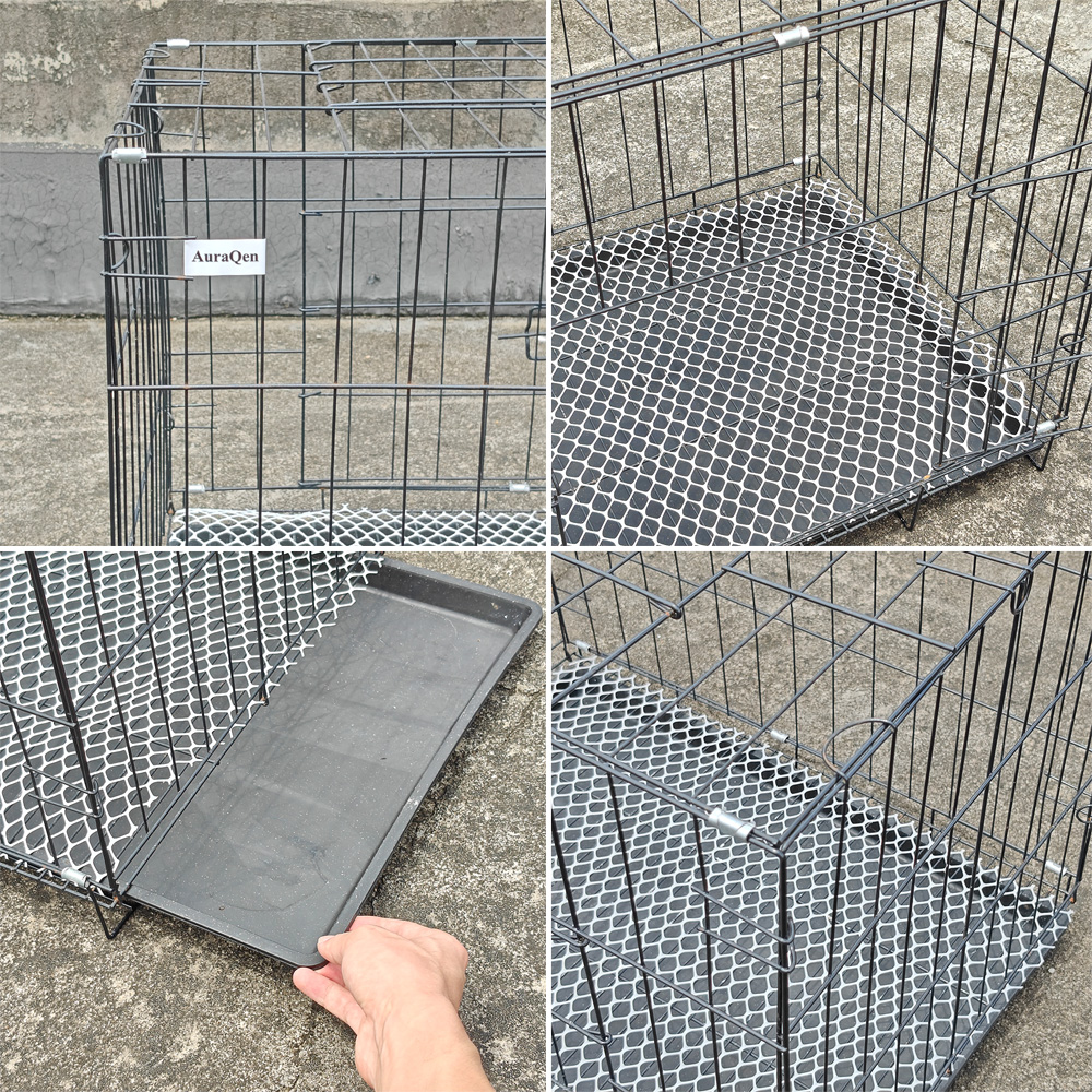 Sturdy Iron Pet Cage for Cats & Dogs - 22.8"x16.5"x19.3" Heavy-Duty Enclosure with Secure Lock & Non-Slip Grid Floor, Perfect for Crate Training & Safe Play