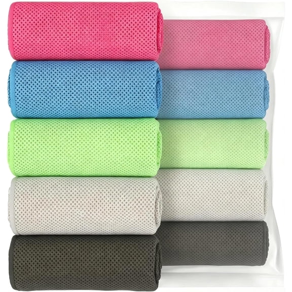 5 Pack Cooling Towels, 40 Inches X 12 Inches, Breathable Soft Chilly Microfiber Towel for Yoga, Sport, Running, Workout, Gym, Camping and Fitness, Multicolor