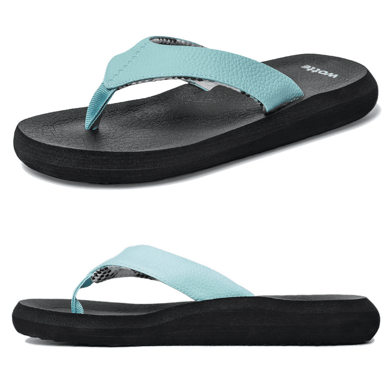 WOTTE Women's Yoga Mat Flip Flops Soft Cushion Thong Sandals Size 7, Blue 