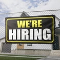 thumbnail image 2 of We Are Hiring 13 oz Heavy Duty Vinyl Banner Outdoor/Indoor Help Wanted Sign for Business, Storefront with Metal Grommets, Single-Sided (4x10 ft, Bk & Ye & Wh), 2 of 6
