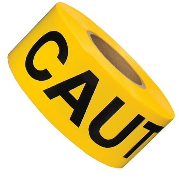 Short Roll Barricade Tape Caution Yellow 3" X 300 Ft Non Adhesive 3 Mil