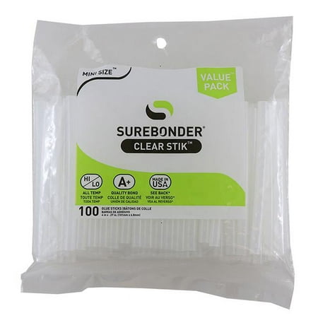 UPC: 0194629068111 | Surebonder Dual Temp Mini Glue Stick Clear 4 x 5/16 100 Per Pack 2 Packs