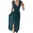 thumbnail image 2 of Fankiway Robe Décontractée Mode Femme Angleterre Ample Sans Manches Col en V Longueur au Sol Robes de Plage Grande Taille, 2 of 8