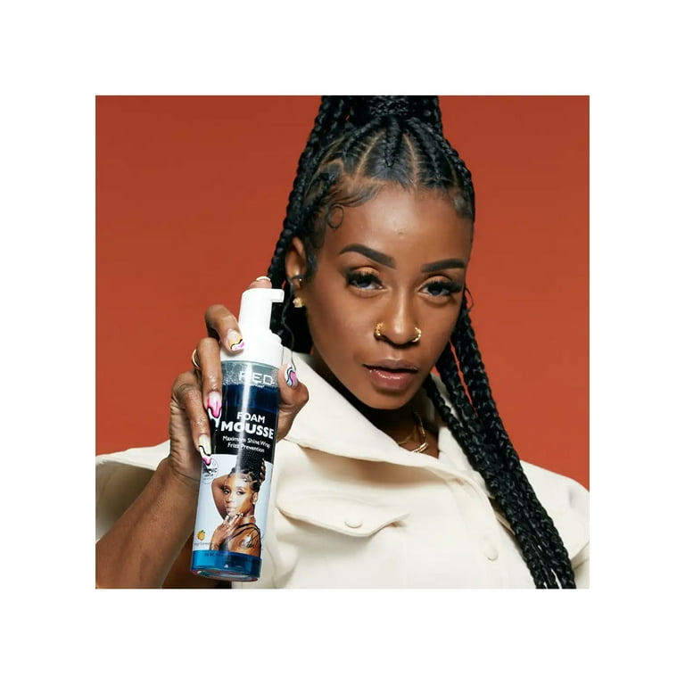 Red by Kiss Foaming Mousse, Maximum Shine Wrap Mousse, Reduce & Prevent Frizz, Define Curls, Hold Styles, Nourishes Dry and Crips Hair, Enriched with Organic Jamaican Black Castor Oil