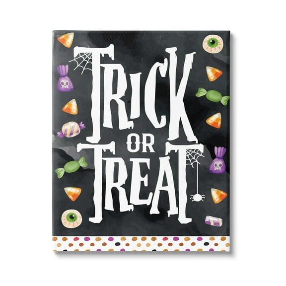 Stupell Industries Trick Or Treat Halloween Candy Holiday Painting Gallery Wrapped Canvas Print Wall Art