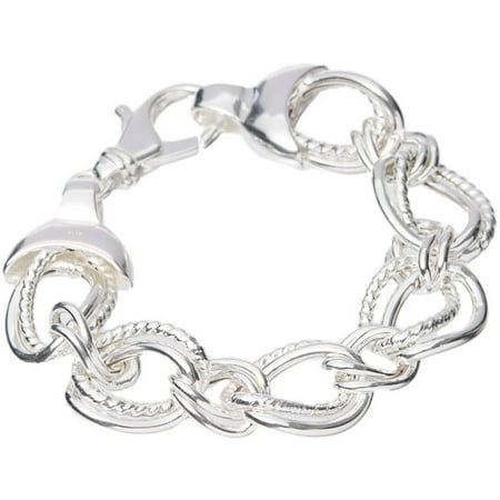 Pori Jewelers Sterling Silver Fancy Twisted Interlocked Ovals Bracelet with Lobster Lock