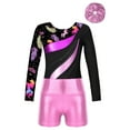 thumbnail image 3 of YONGHS Kids Girls Tumbling Biketard Gymnastics Dance Leotard with Shorts Hair Scrunchies Set Pink 14, 3 of 7