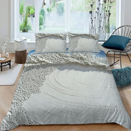 Facannap Wave Beach Blue Sky 3-Piece Bedding Set - Comfortable and Breathable for Bedroom and Guest Room 87x68in
