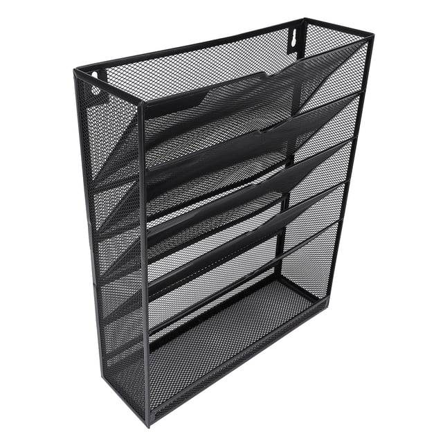 File Cabinet Vertical Rack, User Friendly Rugged Powder Coated Finish Space Saving Hanging Wall File Holder 6 Distinct Layers for Office