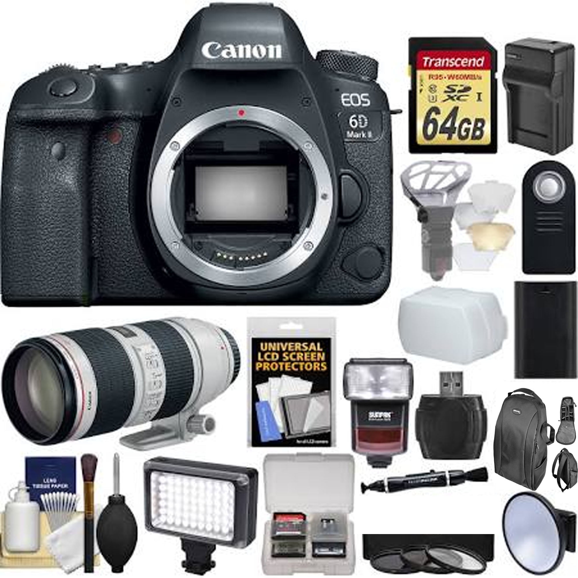 Canon Eos 6D Mark II WiFi Digital SLR Camera Body with EF 70200mm f/2.8 L Is II Lens + 64GB