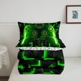 thumbnail image 5 of yst Full Size Game Console Comforter Set Gamer Bedding,3D Gaming Geometric Check Lightweight Soft Bedding Sets,Neon Green Gamepad Bed Comforter,Black, 5 of 8