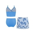 thumbnail image 2 of Hansber Kids Girls 3Pcs Rash Guard Tropical Print Cover Up Swimsuit Swim Tank Top and Brief Set Bathing Suit Dusty Blue 12Y, 2 of 5