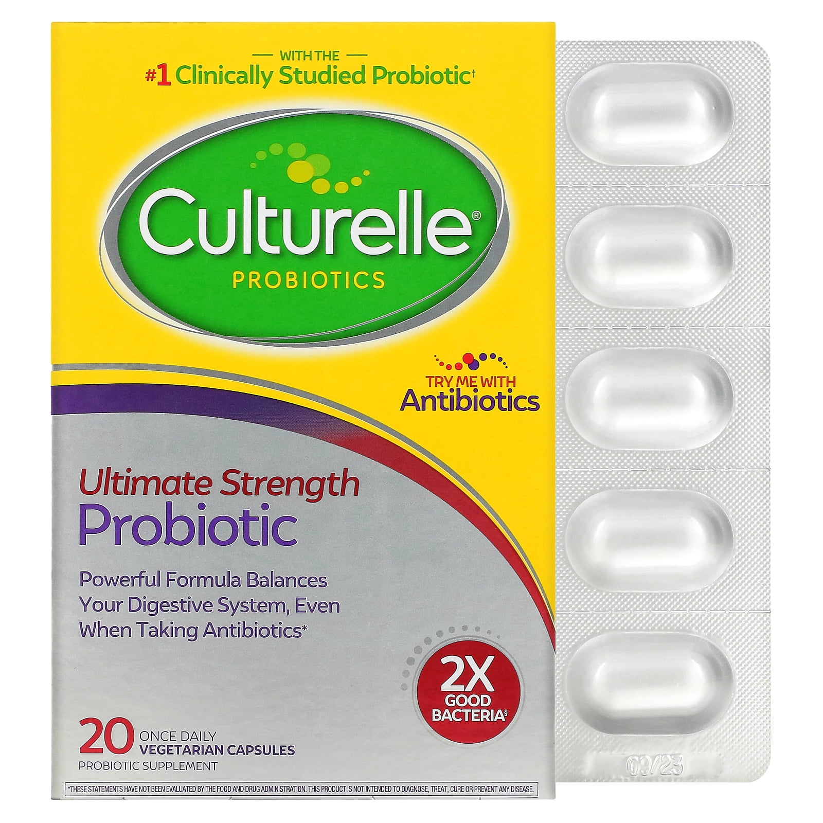 Culturelle Ultimate Strength Probiotic with 20 Billion CFUs, 20 ct