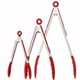 thumbnail image 1 of Pinzas de cocina (rojas), pinzas de cocina con bloqueo de acero inoxidable de primera calidad con puntas de silicona, pinzas antideslizantes para alimentos para cocinar, resistentes, antiadh, 1 of 5