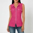thumbnail image 1 of Abcnature Women's Sleeveless Zip Up Shirt Collared V Neck Button Down Blouse Tops Solid Color Ribbed Tank Tops, 1 of 1