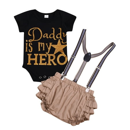 

B91xZ Girls Outfits Bodysuit Print Kids Letter Outfit Ruffled Girl Father s Overall Romper Girls Outfits&Set Black Sizes 80