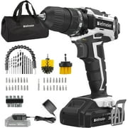 20V MAX Cordless Drill Set, Drill kit with Lithium-Ion and charger,3/8 inches Keyless Chuck, Electric Drill with 2-variable speed switch LED Drill 2 pcs Brush and 58pcs Drill Bits