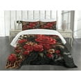 thumbnail image 3 of Ambesonne Leopard Print Quilted Bedspread Set 3 Pcs, Romantic Rose Lace, Queen Size, Red Sand Brown and Dark Grey, 3 of 5