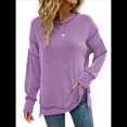 thumbnail image 1 of Sudaderas Holgadas de Larga para Mujer, de Canalé, con Abertura Lateral y Dobladillo Alto y Bajo, para Otoño Púrpura XL, 1 of 7