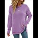 thumbnail image 1 of Sudaderas Holgadas de Larga para Mujer, de Canalé, con Abertura Lateral y Dobladillo Alto y Bajo, para Otoño Púrpura XL, 1 of 7