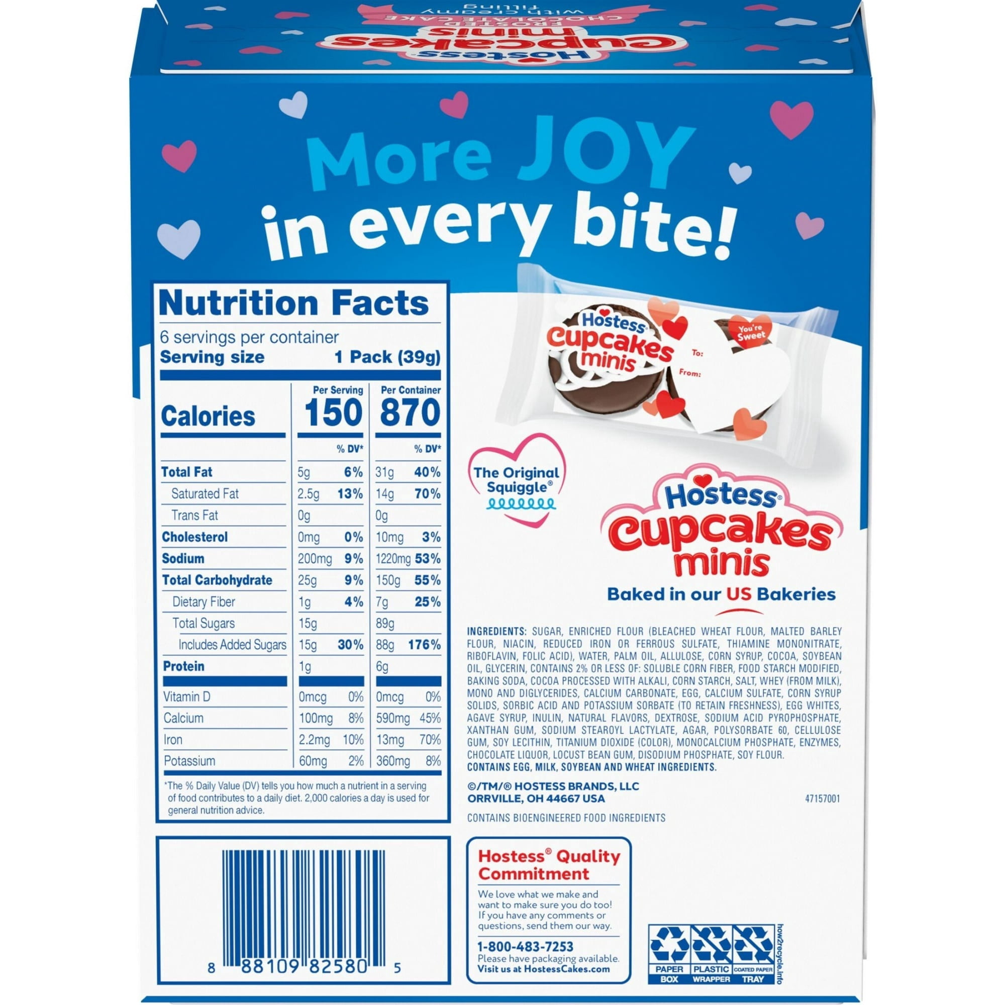 Hostess Cupcakes Minis, Chocolate Snack Cakes, 8.17 oz Box (6 Pouches)