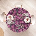 thumbnail image 4 of Ambesonne Tropical Fitted Round Tablecloth, Retro Watercolor Flora Art, 36"- 40" Diameter, Purple Dark Tan and Pink, 4 of 5