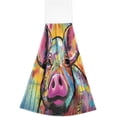 thumbnail image 2 of Colorful Art Pig Hand Towels Set of 2 Soft Absorbent Kitchen Hanging Towels Dish Cloths Bathroom Hand Towels with Loop & Hook for Kitchen Bathroom Wash cloth, 2 of 7