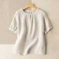 thumbnail image 2 of Endives Cotton Linen Tunic Tshirt Tee Women Embroidered Tops For Women Floral 3/4 Sleeve V Neck Button Boho Ethnic, 2 of 4