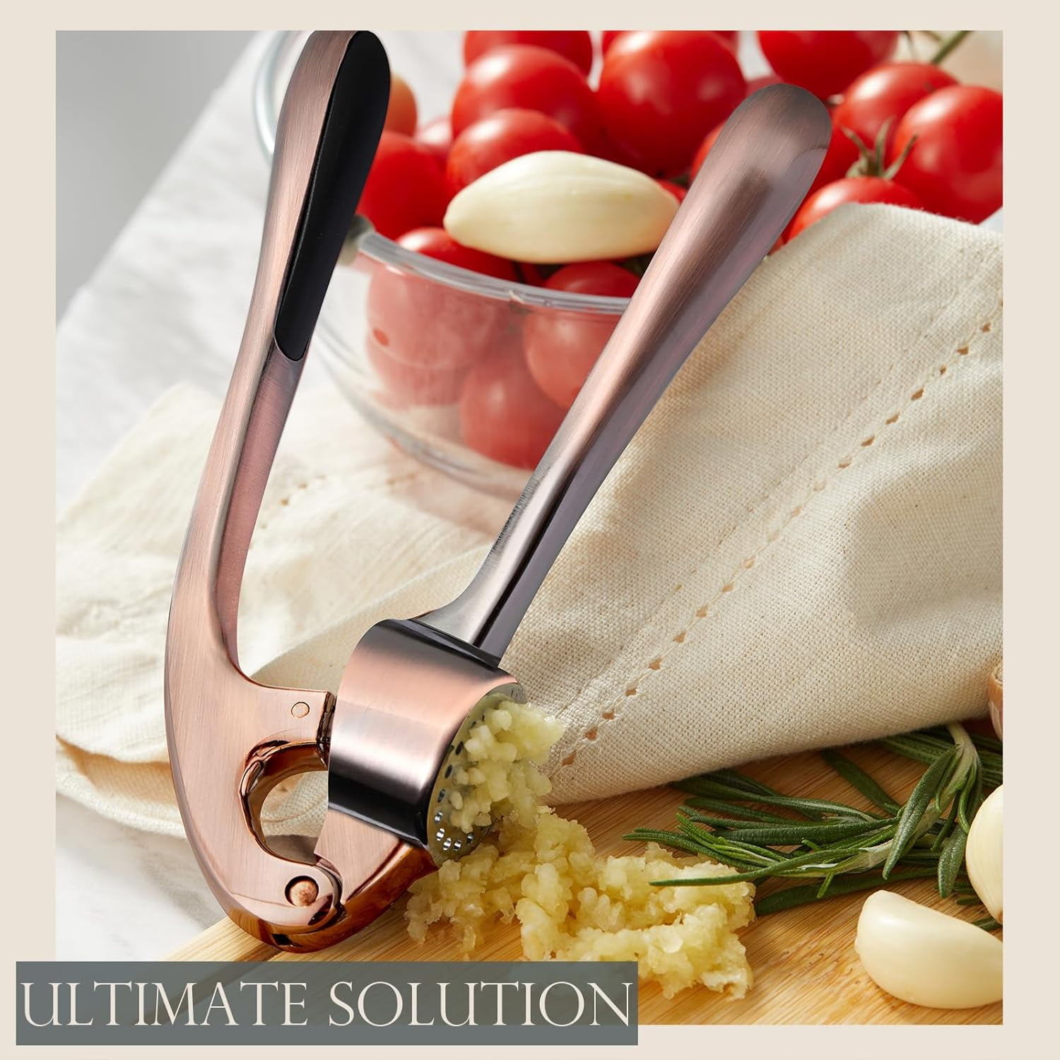  Zulay Kitchen Premium Garlic Press with Soft, Easy to Squeeze  Handle - Includes Silicone Garlic Peeler & Cleaning Brush - 3 Piece Garlic  Mincer Tool - Sturdy Easy to Clean Garlic