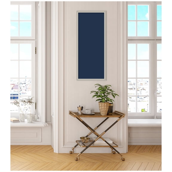 Kate and Laurel Framed Fabric Pinboard 18 x 42, Printed Linen Classic Bulletin Board for Use as a Vision Board or Wall Organization, Florence Silver Frame