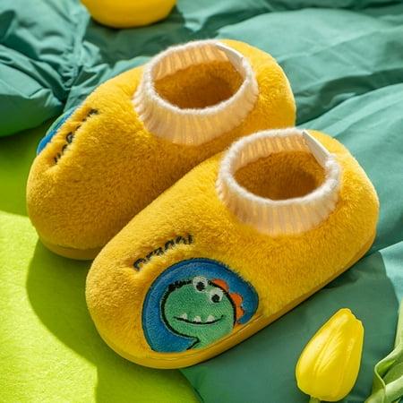 

TOWED22 Baby Sandals Fashion Autumn And Winter Boys And Girls Slippers Flat Soft Lightweight Comfortable Plush Warm Cute Cartoon Yellow