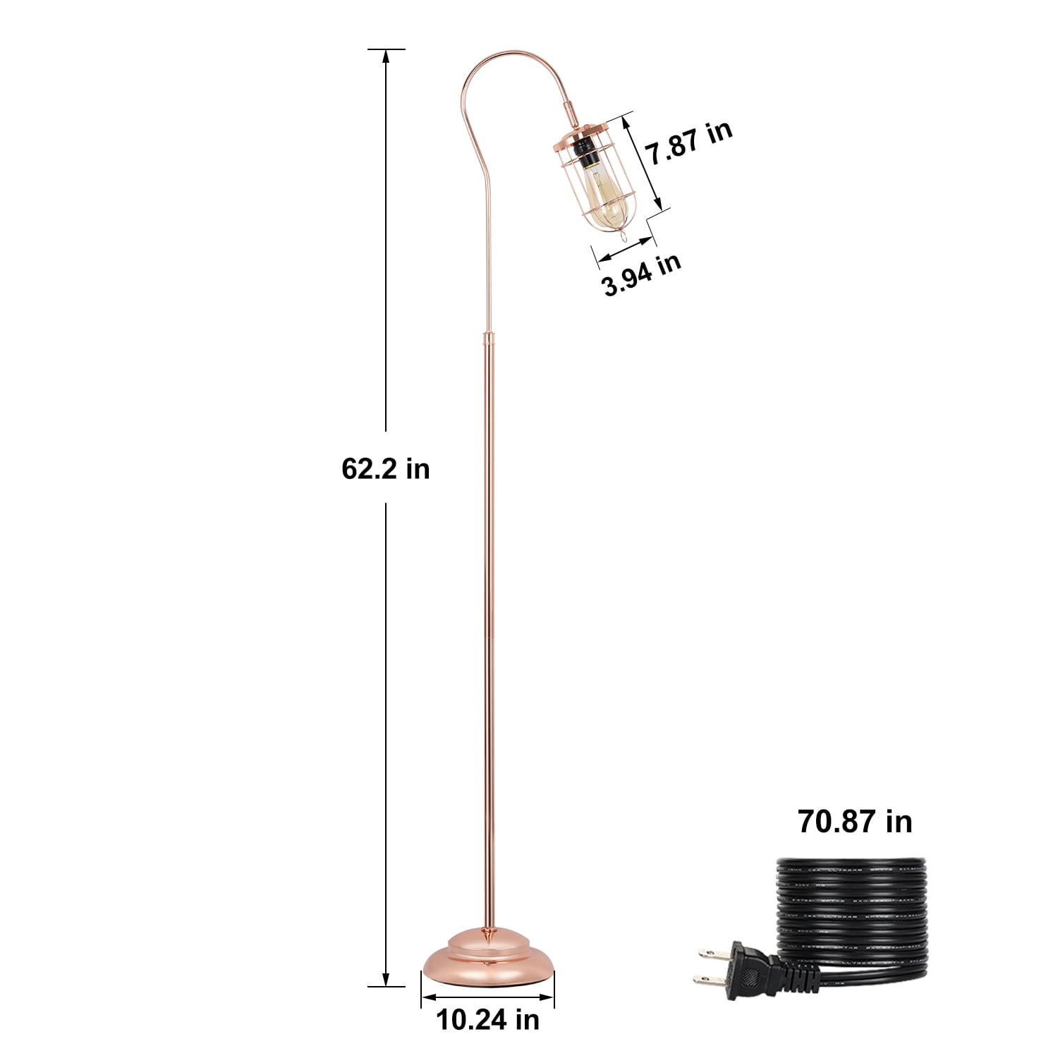 Industrial Floor Lamp with Adjustable Cage Shade, Rustic Floor Lamp, Lantern Floor Lamp for Living Room, Bedroom, Office