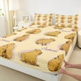 thumbnail image 3 of Manfei Cute Capybara 3pcs Twin Sheet Sets,Brown Purple Twin Fitted Sheet,Cartoon Animal Breathable Flat Sheet,Super Cozy Kawaii Room Decorative, 3 of 7