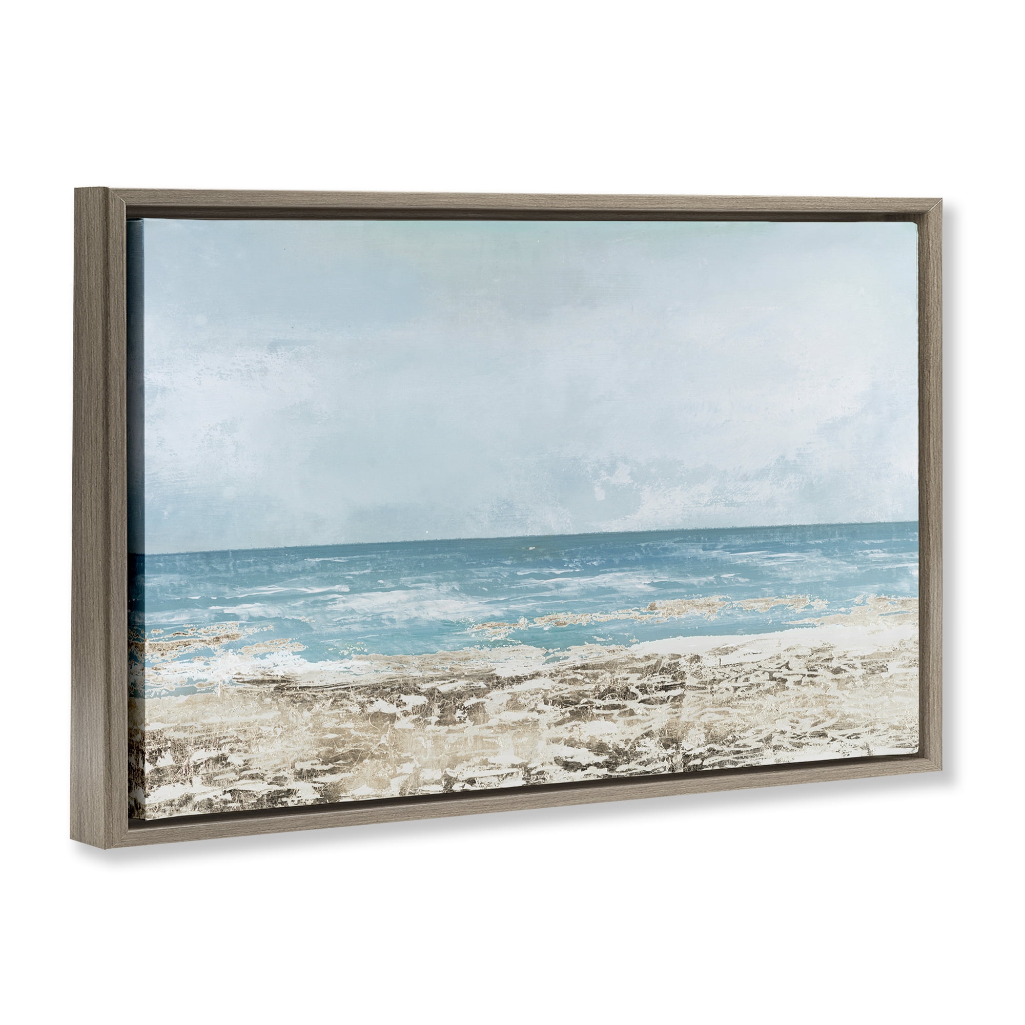 Stupell Industries Peaceful Mood Coastal Scene Brown Framed Floater Canvas Wall Art, design by Lorenzo Collective