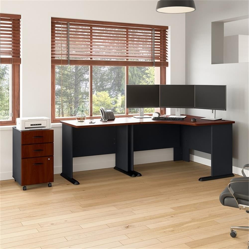 Series A 83" L Shaped Excecutive Desk in Hansen Cherry - Engineered Wood