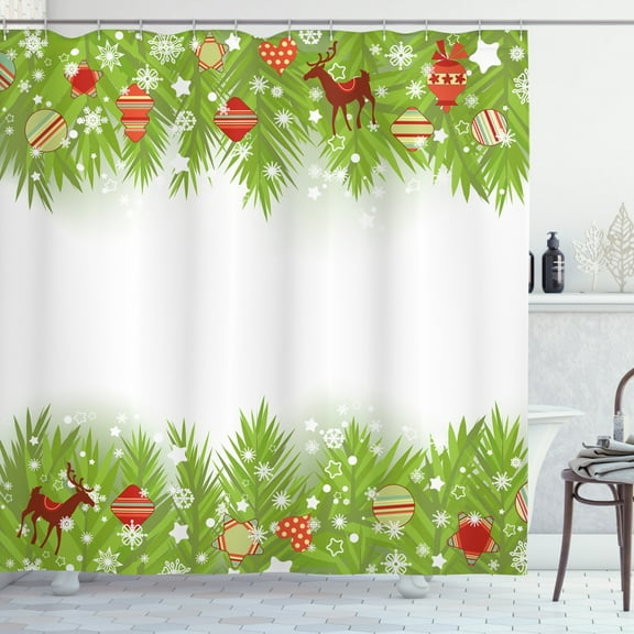 Ambesonne Christmas Shower Curtain, Coniferous Noel Tree, 69"Wx75"L, Multicolor