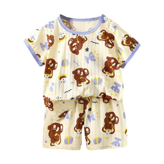 XZNPDUCQ Toddler Girls Short Sets Outfits Short Sleeve T-Shirt Tops and Elastic Shorts SetsSet kids Casual Elastic Shorts 2Pcs Dailywear Brown，6-12 Months