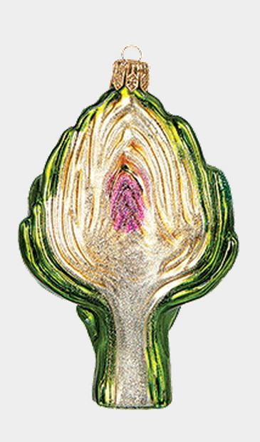 Artichoke Polish Mouth Blown Glass Christmas Ornament Vegetable