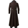 thumbnail image 4 of Dezsed Trench Coat Men Clearance Mens Steampunk Gothic Costume Vintage Windbreaker Halloween Coats Brown XXL, 4 of 6