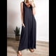 thumbnail image 5 of Mono Informal de Verano para Mujer, Holgado, Sin Mangas, con Cuello en V, Pierna , , Holgado, con Bolsillos. Negro XL, 5 of 6